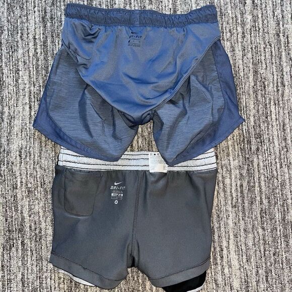 NIKE Dri Fit Women’s Shorts Lot Of 2 Size Small Black Blue Lined Drawstrings - Picture 7 of 7